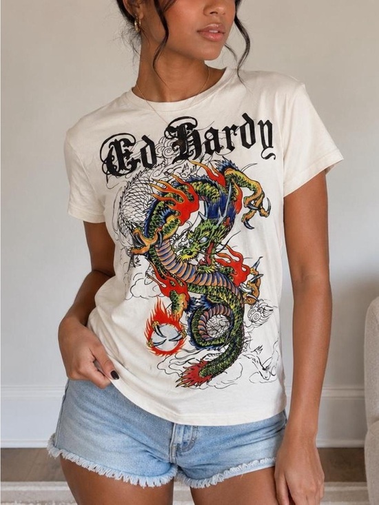 Ed Hardy Tops - Ed Hardy Dragon Graphic Tee | Women’s Medium